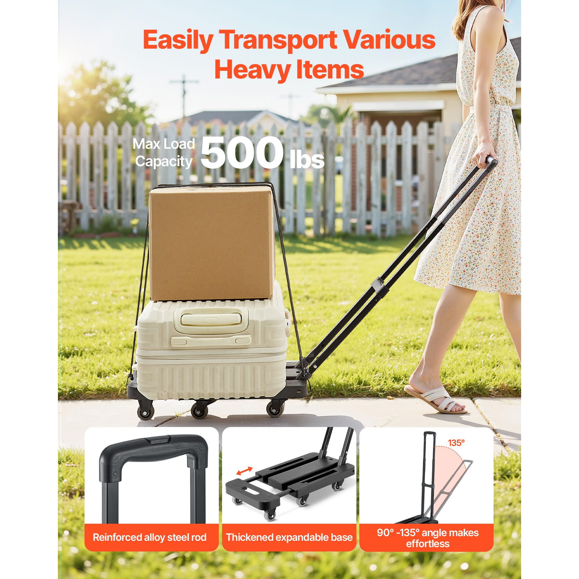 SucceBuy 500LBS Folding Hand T - Sports Equipment Trolley 评论和价格