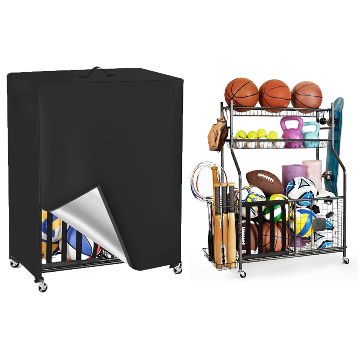 Basketball Rack Cover Garage S - Sports Equipment Storage Rack 评论和价格