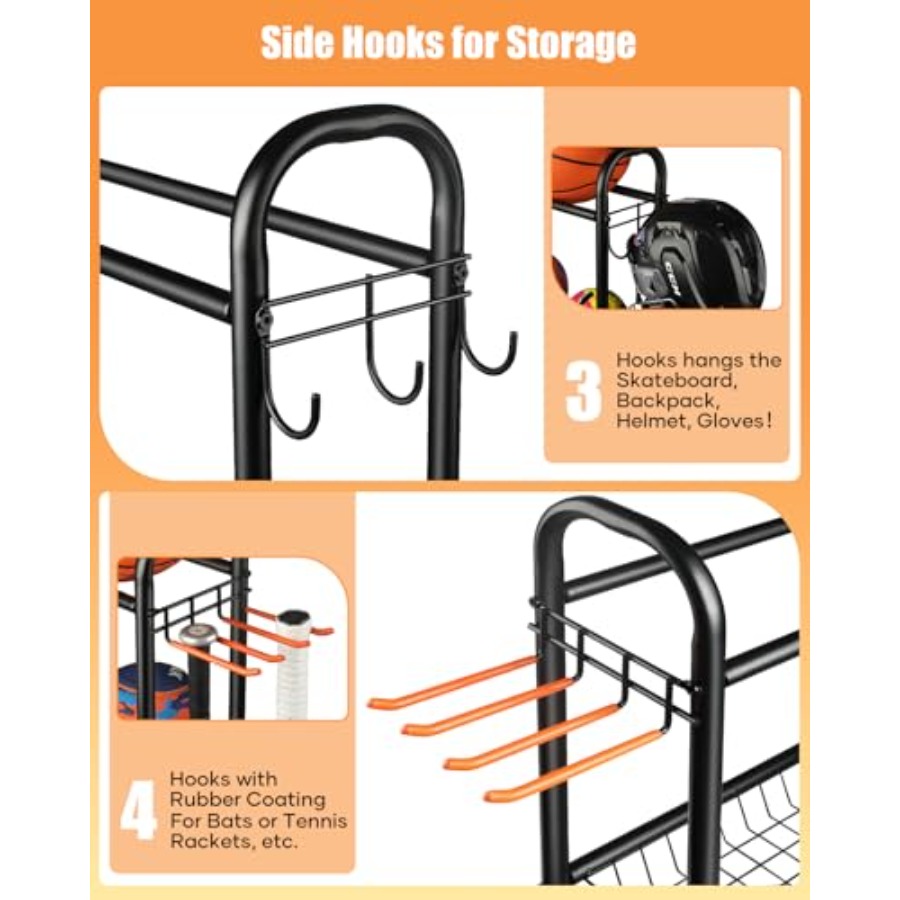 Basketball Rack Rolling Basket - Sports Equipment Storage Rack 评论和价格