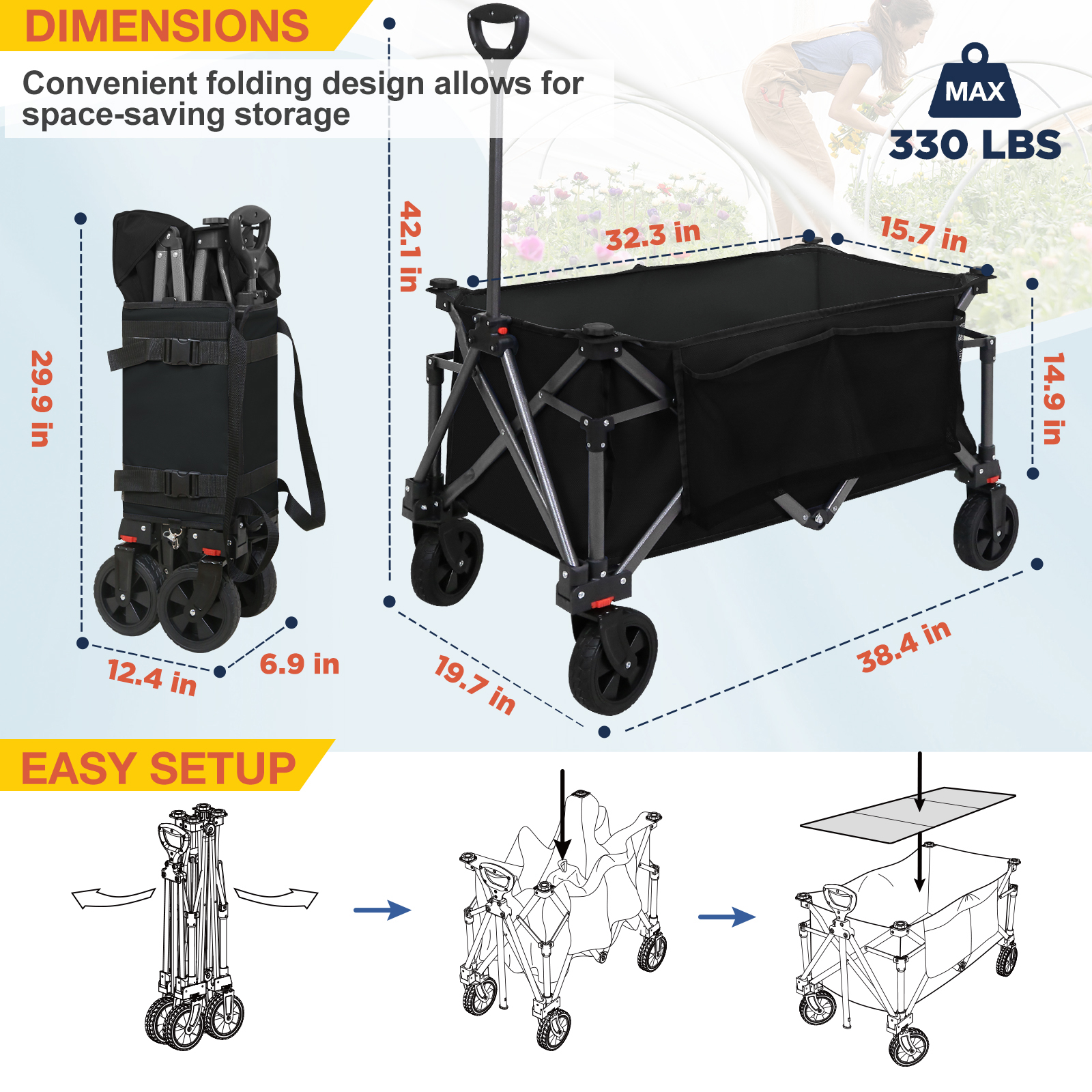 Heavy-Duty Folding Collapsible - Sports Equipment Trolley 评论和价格