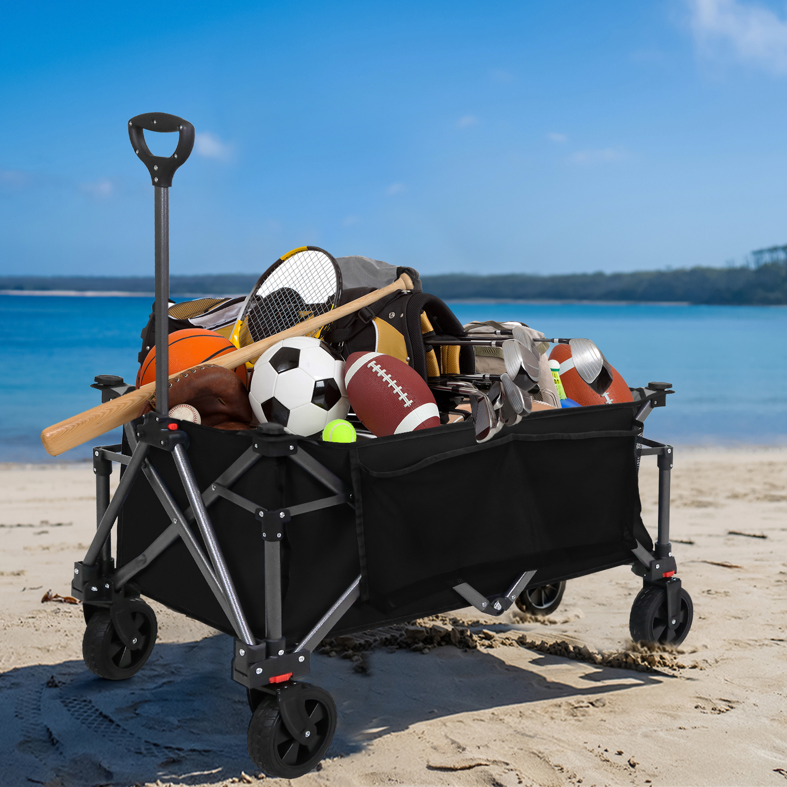 Heavy-Duty Folding Collapsible - Sports Equipment Trolley 评论和价格