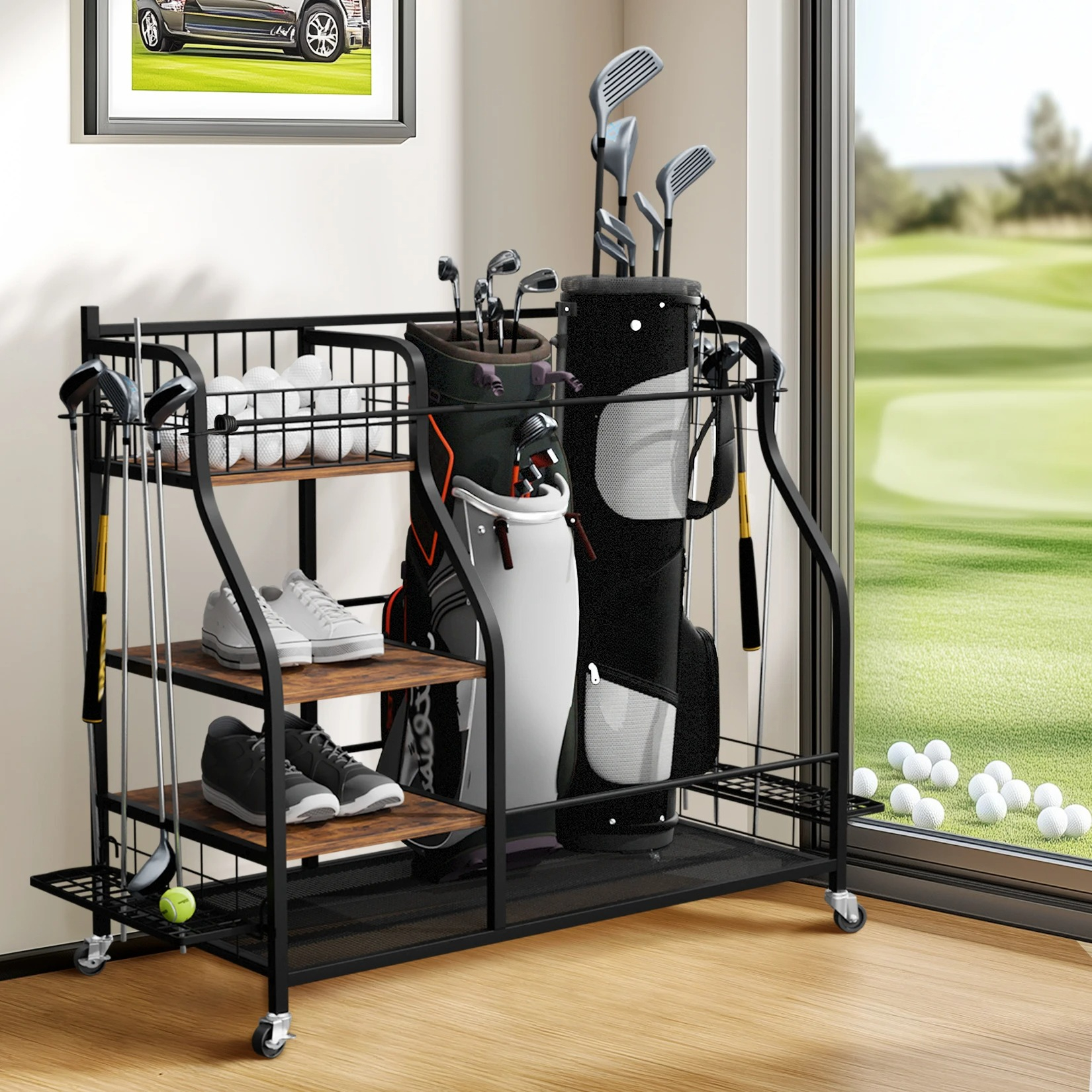 Multifunctional Rolling Golf B - Sports Equipment Storage Rack 评论和价格