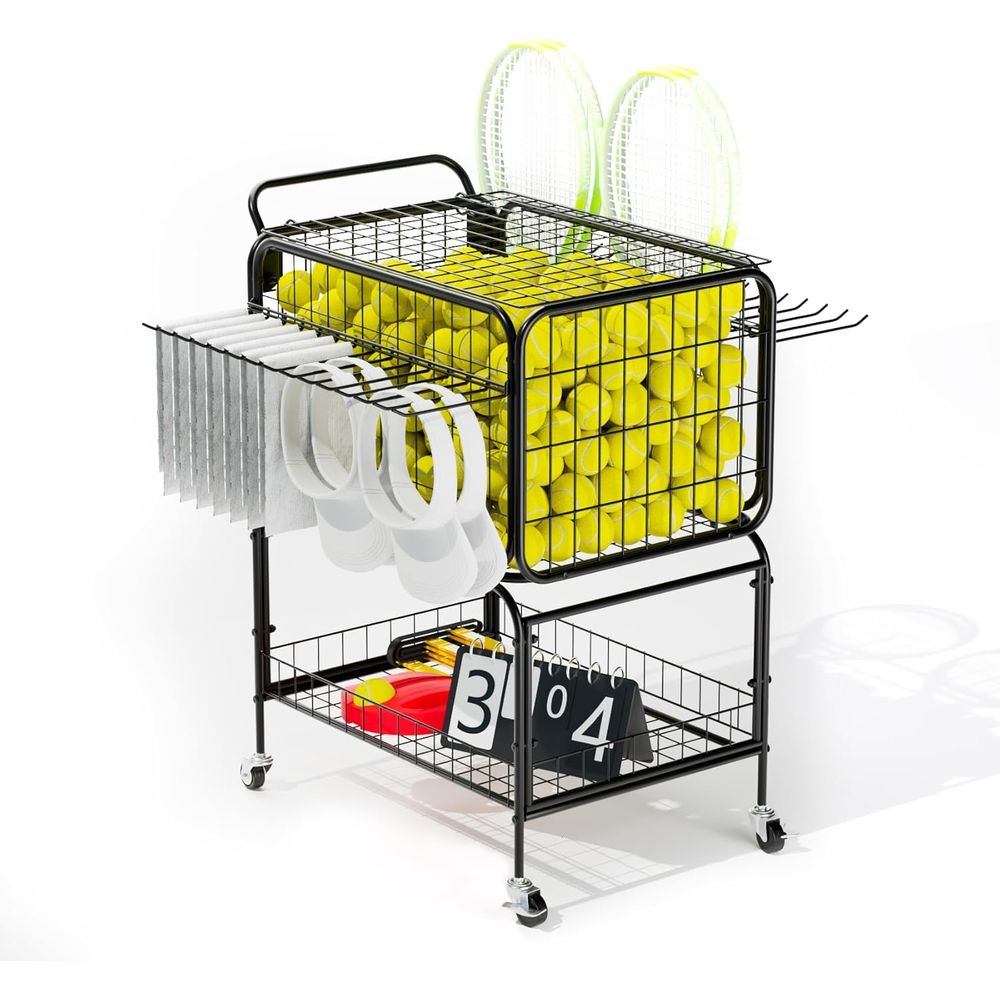 Portable Tennis Ball Cart for  - Sports Equipment Trolley 评论和价格
