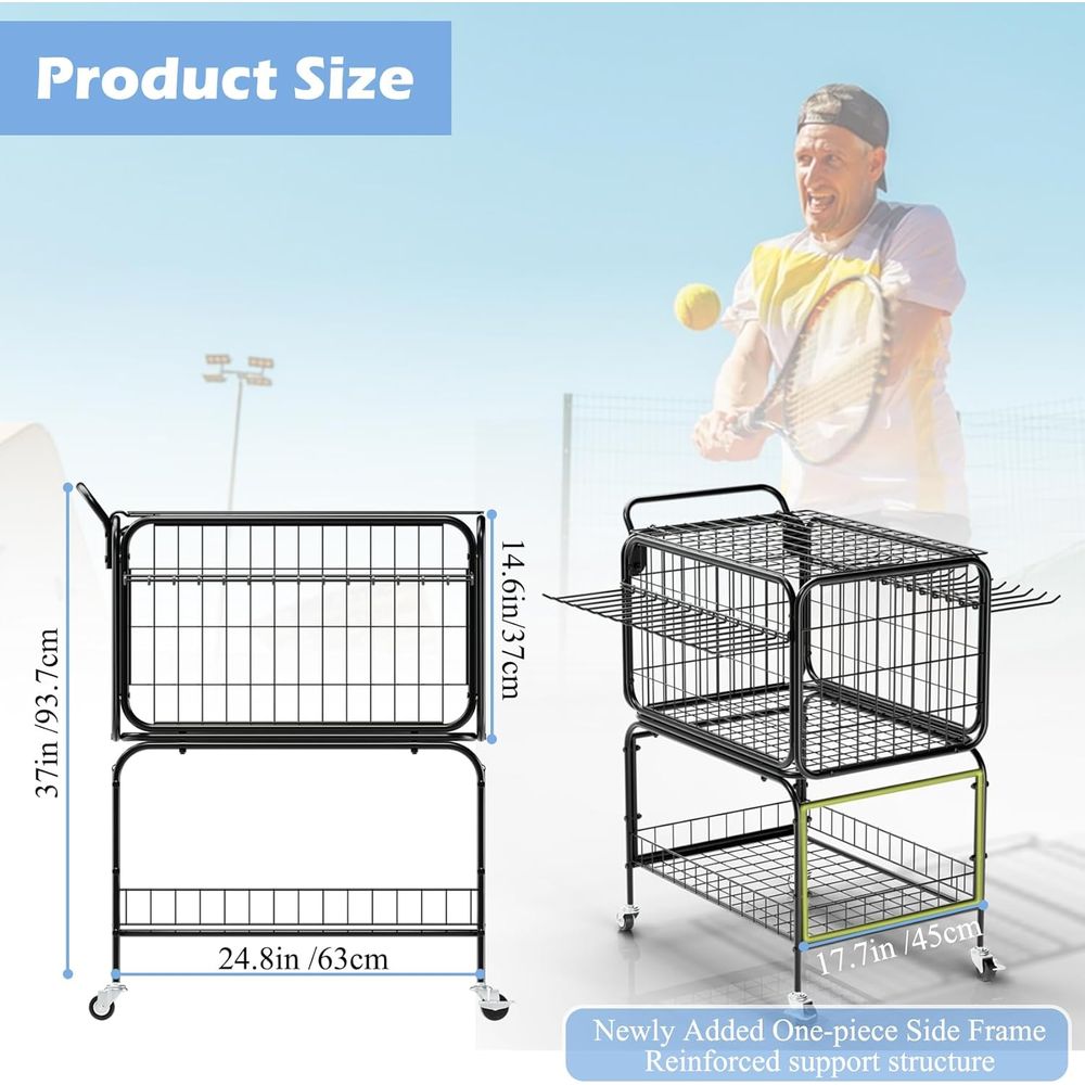 Portable Tennis Ball Cart for  - Sports Equipment Trolley 评论和价格