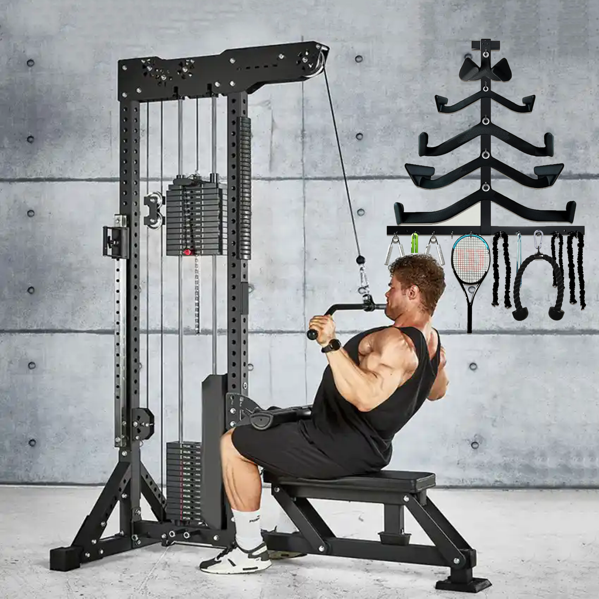 Lat Pull Down Bar Gym Accessor - Sports Equipment Storage Rack 评论和价格